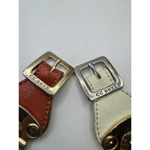 Signed CC Skye Belt Buckle Cuff Bracelet Two Tone And Gold Tone Metal Nice Heavy - Picture 3 of 11